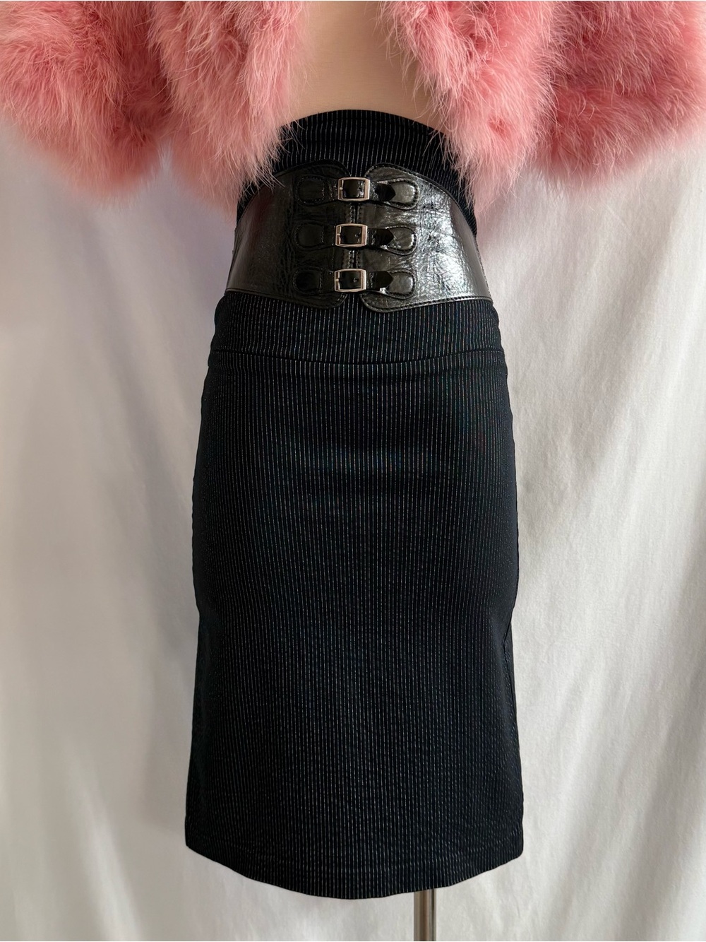 Y2K High Waist Pinstripe Pencil Skirt